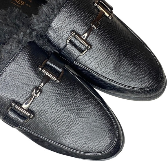 NEW G.H. Bass & Co Gwen Faux Croc leather mules faux fur trim womens shoes 8 - Picture 7 of 9